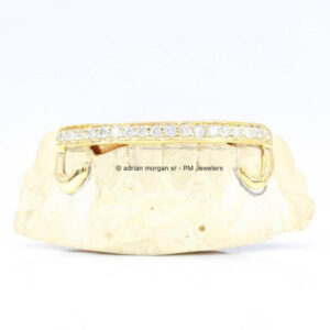 CUSTOM KIM K. STYLE ONE ROW DIAMOND BAR GOLD GRILLZ